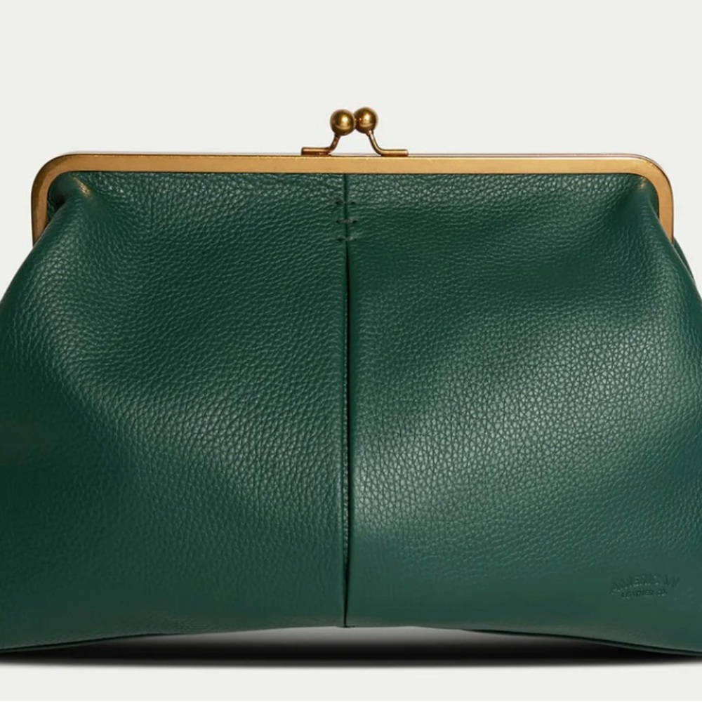 NWT American Leather Grace Oversized Kisslock Clutch